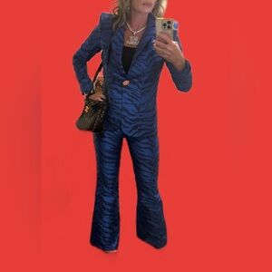 Blue Zebra Print Suit
